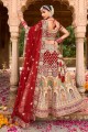 Bridal Lehenga Choli in Red Embroidered Velvet