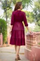 Plain Crepe Indo Western  in Wine  with Dupatta