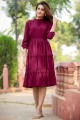Plain Crepe Indo Western  in Wine  with Dupatta