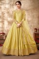 Yellow Anarkali Suit in Embroidered Art silk