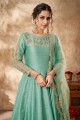Anarkali Suit in Sea green Art silk with Embroidered