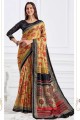 Yellow Saree in Crepe with Printed