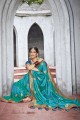 Zari,embroidered Silk Turquoise Saree with Blouse
