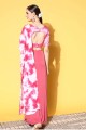 Art silk Saree in Pink with Hand,printed