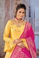 Yellow Anarkali Suit in Embroidered Silk