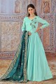 Green Embroidered Silk Anarkali Suit