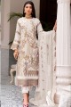 Pakistani Suit with Faux georgette Embroidered in White