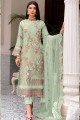 Pakistani Suit in Pista  Faux georgette with Embroidered