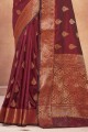 Zari,weaving Saree in Maroon Silk