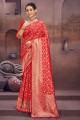 Zari,weaving Red Saree in Silk