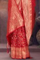 Zari,weaving Silk Red Saree with Blouse