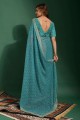 Blue Saree with Embroidered Chiffon