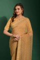 Beige Saree with Embroidered Chiffon