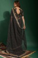 Chiffon Saree in Black with Embroidered