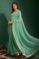 Chiffon Saree in Embroidered Sea green with Blouse
