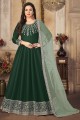 Embroidered Art silk Green Pakistani Suit with Dupatta