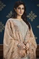 Grey Salwar Kameez in Chinon chiffon with Embroidered