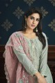 Blue Salwar Kameez in Chinon chiffon with Embroidered