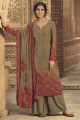 Brown Crepe Printed Pakistani Suit with Dupatta