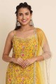 Embroidered Georgette Yellow Sharara Suit with Dupatta