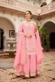 Pink  Georgette Eid Sharara Suit with Embroidered