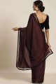 Embroidered Georgette Purple Saree with Blouse