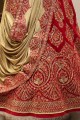 Embroidered Velvet Red Bridal Lehenga Choli with Dupatta