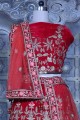 Velvet Bridal Lehenga Choli with Embroidered