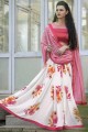 Pink & White Fancy Net & Silk Saree