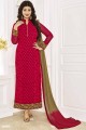 Traditional Red Georgette Churidar Suit
