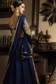 Navy Blue Banarsi Silk Anarkali Suit