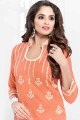 Stunning Orange Cotton Churidar Suit