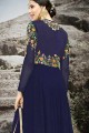 Navy Blue color Georgette & Art Silk Anarkali Suit