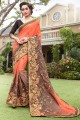 Orange & Brown color Art Silk Saree