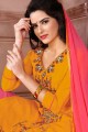 Gracefull Yellow Cambric Cotton palazzo Suit