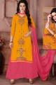 Gracefull Yellow Cambric Cotton palazzo Suit