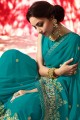 Gracefull Turquoise Blue Georgette Saree