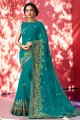 Gracefull Turquoise Blue Georgette Saree