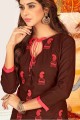 Luring Brown color Cotton Churidar Suit