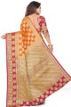 Excellent Orange Art silk saree
