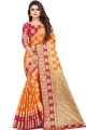 Excellent Orange Art silk saree