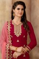 Contemporary Red Georgette Palazzo Suit