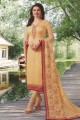 Indian Ethnic Beige Satin Georgette Churidar Suit