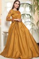 Mustard yellow Art silk Gown
