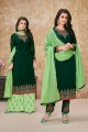 Dark green Georgette and satin Palazzo Suits