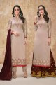 Sand grey Georgette and satin Palazzo Suits