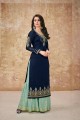 Navy blue Georgette and satin Palazzo Suits