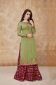 Light green Georgette and satin Palazzo Suits