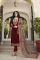 Magenta pink color Georgette and satin Churidar Suits