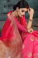 Fuachia pink Art silk  saree